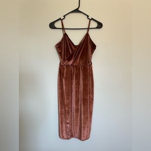 Rokoko Velvet Rose Gold Wrap Midi Dress